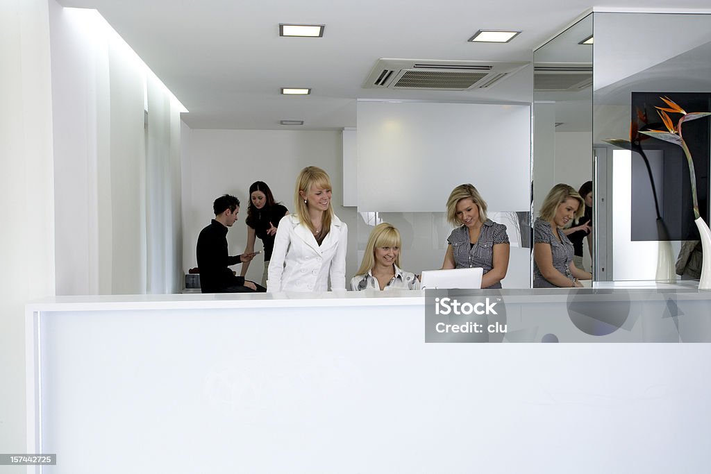 Office Manager auf dem computer an der Rezeption - Lizenzfrei Büro Stock-Foto