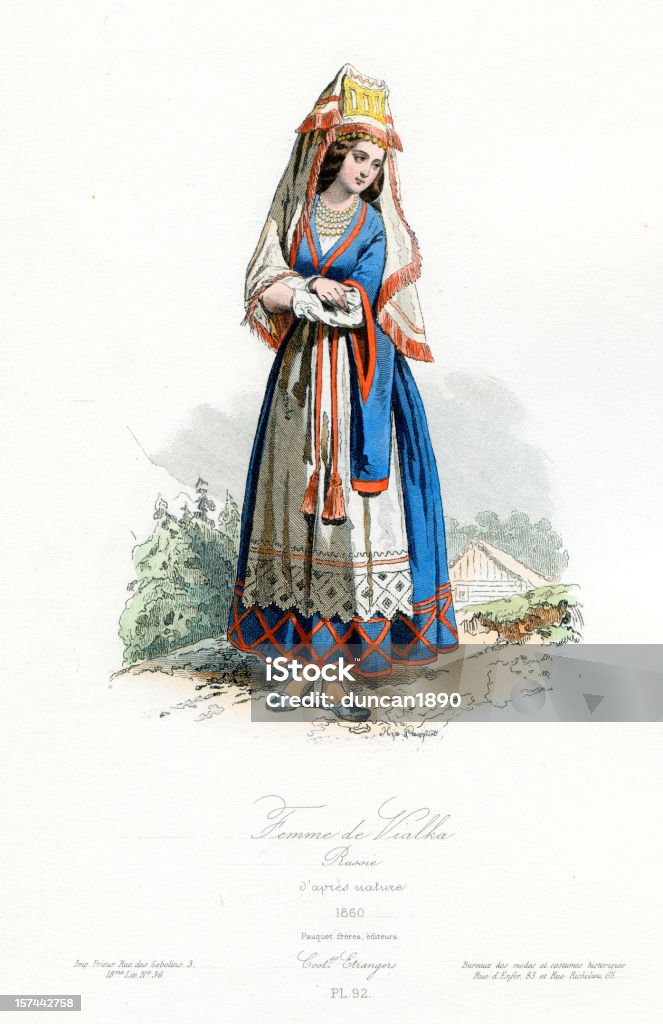 Femme en Costume d'époque de Vialka Russie - Illustration de 18-19 ans libre de droits