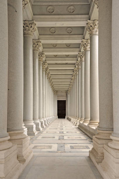 Colonnade of the cloister in Basilica of St Paul outside the Walls. 