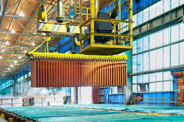 istock Copper cathodes at an electrowinning plant in a copper mine in Chile. 1574432227