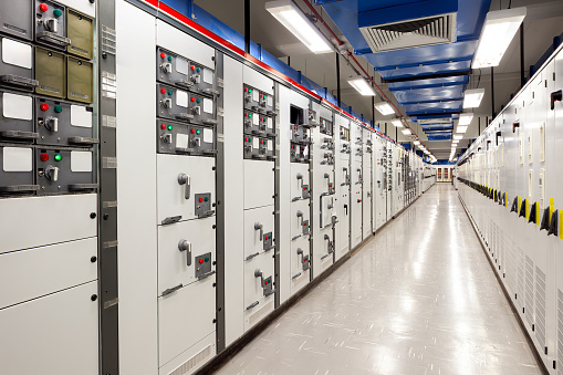 Perspective of an electrical switchgear room
