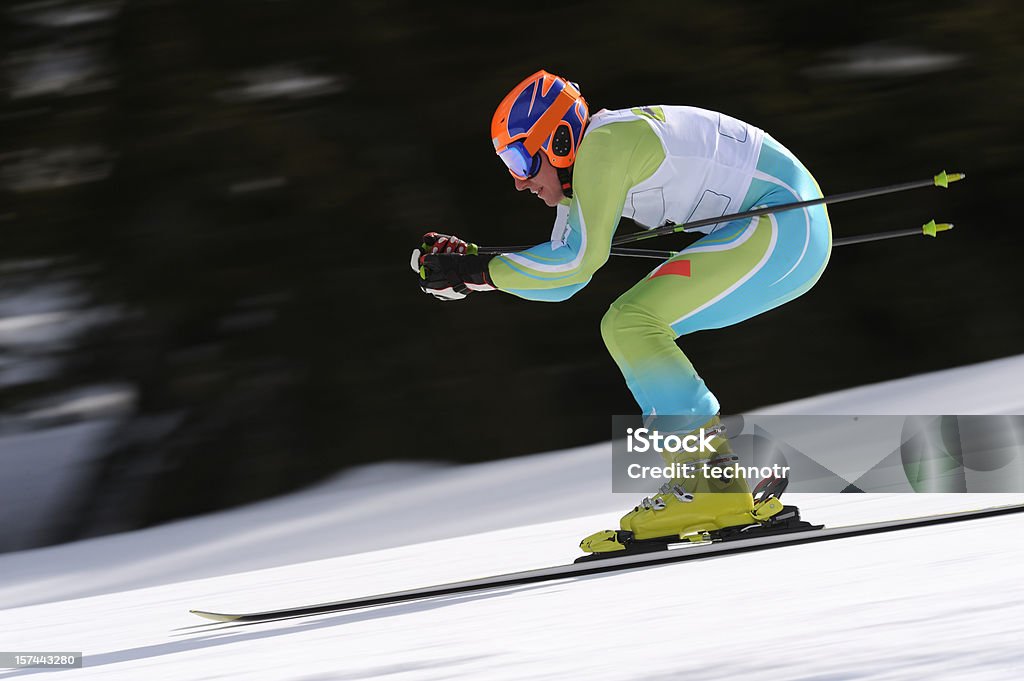 Droit downhill race - Photo de Ski libre de droits