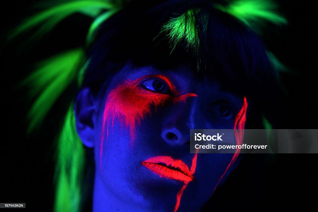 Ritratto di luce al Neon - Foto stock royalty-free di Donne