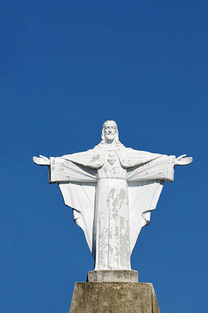 silhouette de jésus-christ - statue du christ rédempteur photos et images de collection