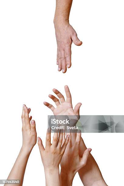 Bereit Helfen Stockfoto und mehr Bilder von Viele gehobene Hände - Viele gehobene Hände, Zusammenhalt, Weißer Hintergrund