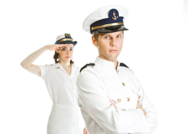 due marinai - saluting sailor armed forces men foto e immagini stock