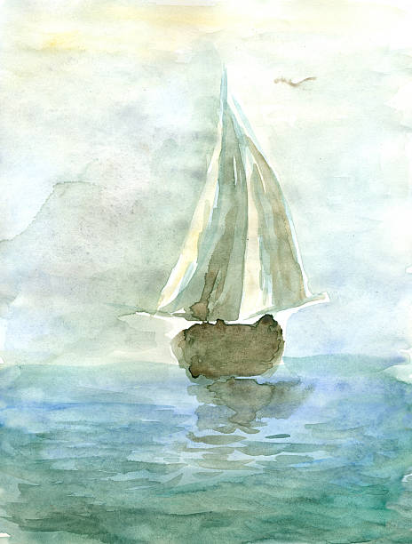 ilustrações, clipart, desenhos animados e ícones de iate - sailboat nautical vessel lake sea