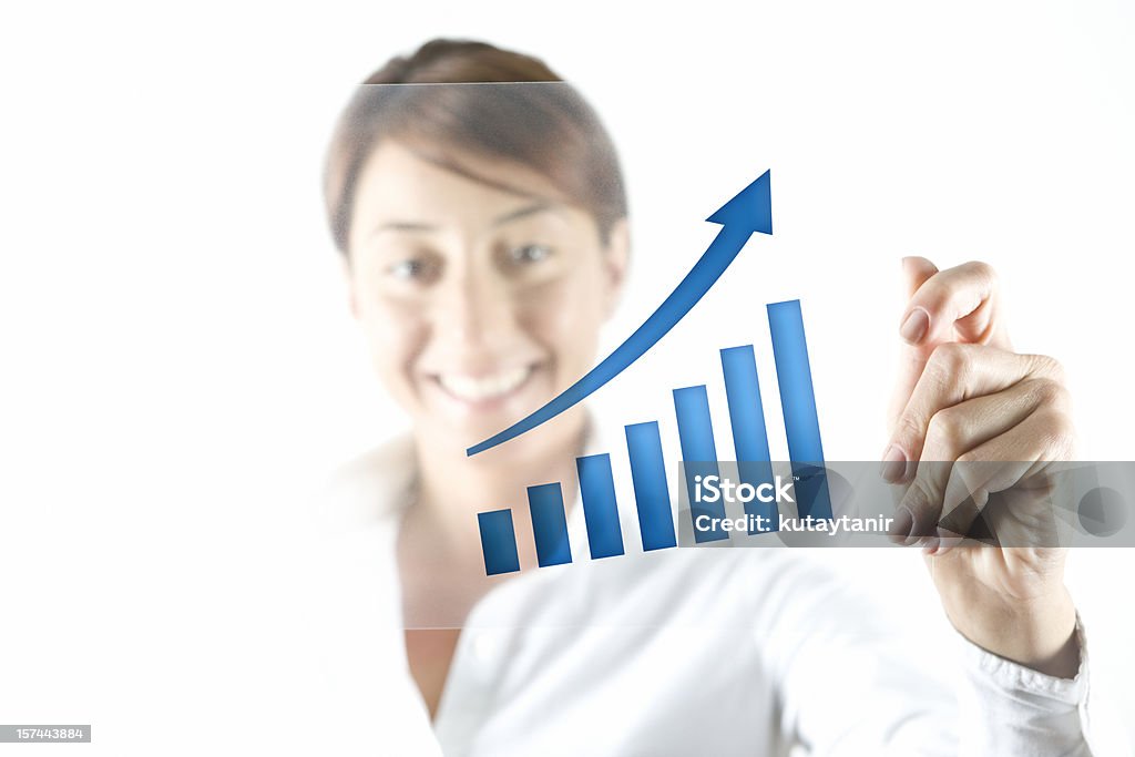 Mulher de Negócios e de transparência - Royalty-free Analisar Foto de stock