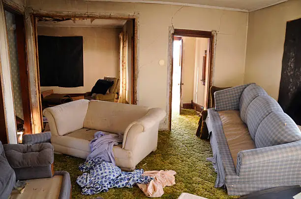 Photo of Destroyed Home; Damaged by Looting, Earth Quake, or Flooding