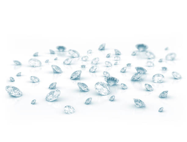 Diamonds scattered on white background stock photo