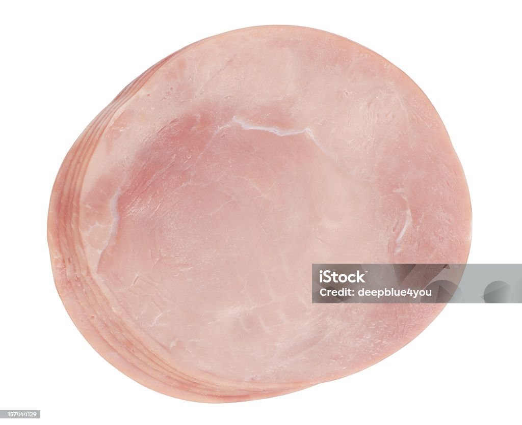 ham slices close up, isolated on white slices of ham close-up as background. Isolated on white Boiled Stock Photo