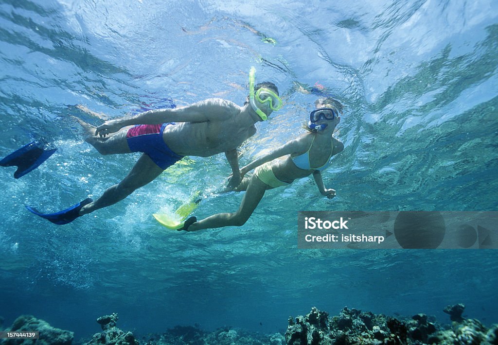 Плавание с маской и трубкой - Стоковые фото Сноркелинг роялти-фри