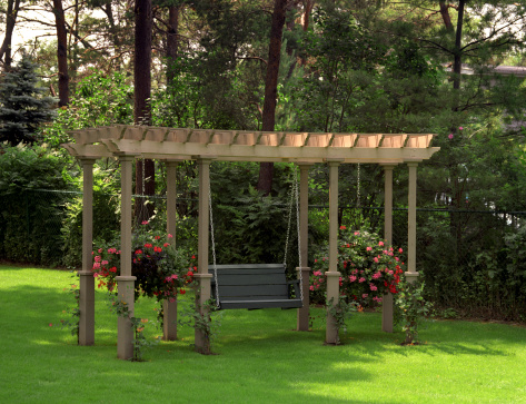 Swing under pergola. 