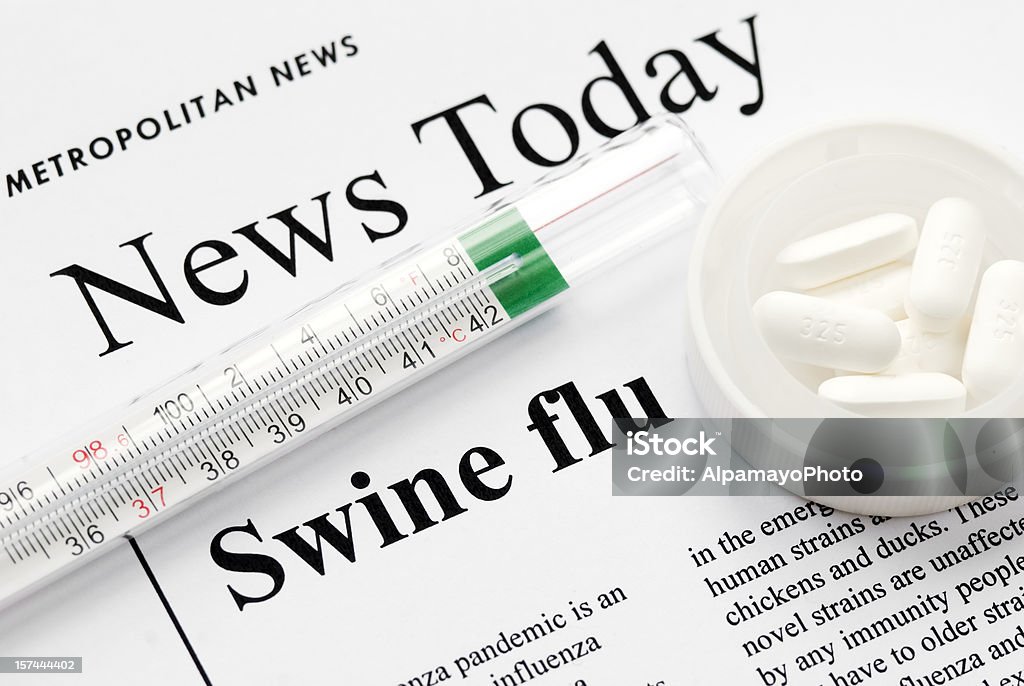 Suina Influenza A (H1N1)/pandemia da virus influenzale titoli-V - Foto stock royalty-free di Antibiotico