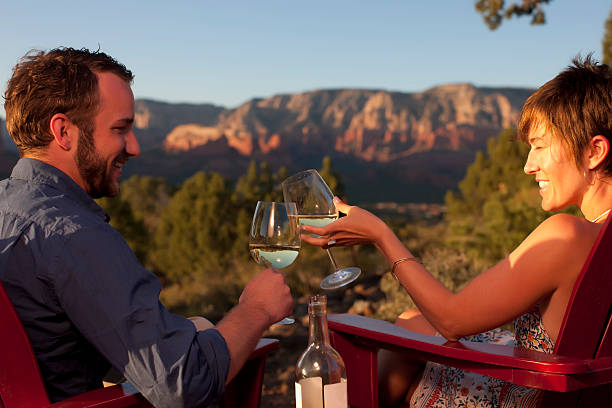Toasting with wine outdoors  sedona photos stock pictures, royalty-free photos & images