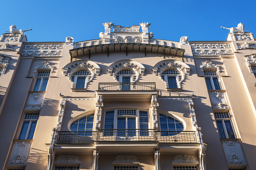 Art Nouveau building fragment in Riga, Latvia