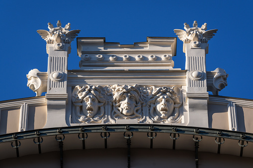 Art Nouveau building fragment in Riga, Latvia