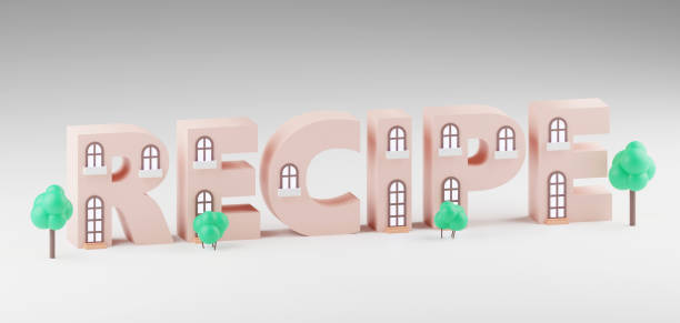 istock Recipe word made by tiny cute houses on light grey background 1574534383