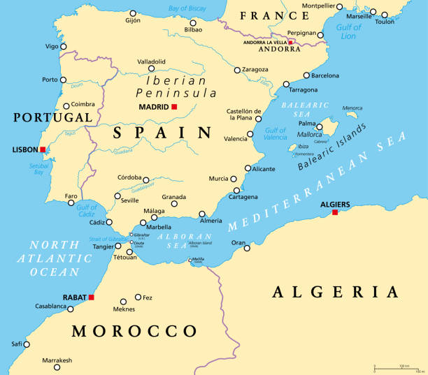 Iberian Peninsula Map Iberian Peninsula Satellite Image Stock Image West The Iberian Peninsula Political Map 