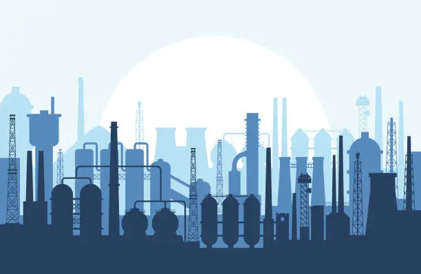 Vector illustration of Industrial Abstract Skyline Silhouette Panorama - Vector Backgrounds Pattern