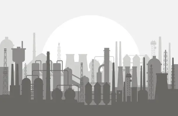 Vector illustration of Industrial Abstract Skyline Silhouette Panorama - Vector Backgrounds Pattern