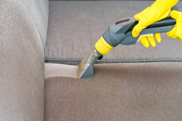 istock Textile sofa chemical cleaning with professionally extraction method. Upholstered furniture. 1574562325