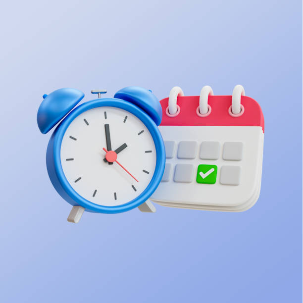 istock 3d minimal time management concept. schedule notification. meeting reminder. calendar with an alarm clock. 3d illustration. 1574570885