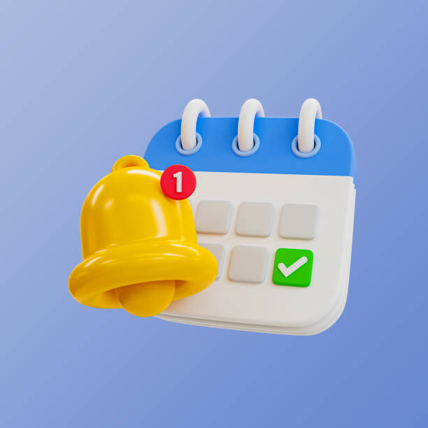 istock 3d minimal time management concept. schedule notification. meeting reminder. calendar with a bell icon. 3d illustration. 1574571408