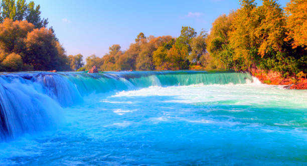 istock Panoramic beautiful deep forest waterfall Manavgat - Antalya, Turkey 1574585106