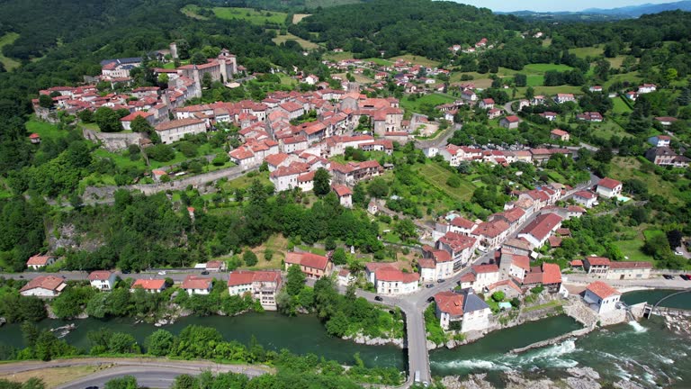 French village of Saint-Lizier from above