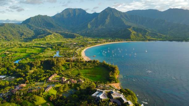 kauai hawaii - travel beach mountain pacific ocean photos et images de collection