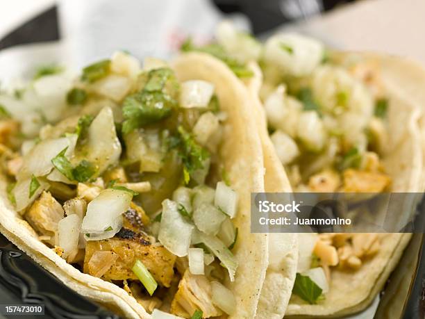 Grilled Chicken Tacos Stock Photo - Download Image Now - Chicken Taco, White Background, Grilled