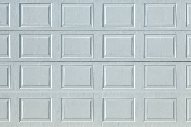 Perfect White Aluminum Garage Door Textured Stock Surface Background stock photo