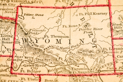 vintage map macro of Wyoming