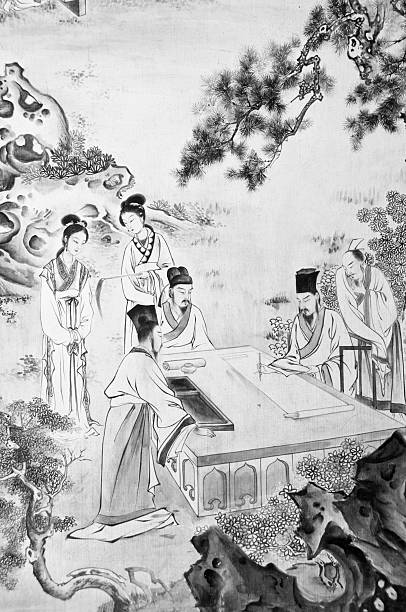 Ancient Chinese drawing stock photo