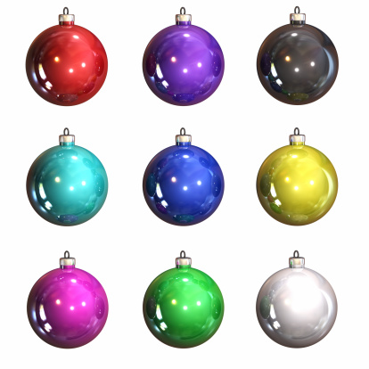 Colorful Christmas Balls  Isolated white background with clipping path.