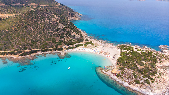 Aerial view of Punta Molentis beach, Villasimius, Sardegna,Italy