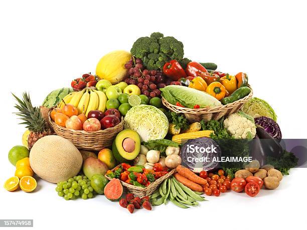 Fruits And Vegetables Stock Photo - Download Image Now - Vegetable, Fruit, Stack
