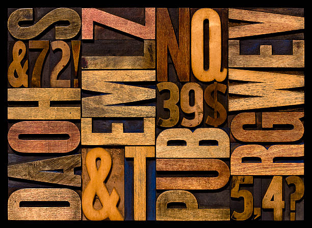 lettre de l'alphabet-lettres en bois. horizontal. - letterpress typescript alphabet wood photos et images de collection