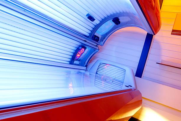 Tanning Bed - open and lights switched on close up of a opened aktiv tanning bed, more tanning bed images in my portfolio  tanning bed stock pictures, royalty-free photos & images