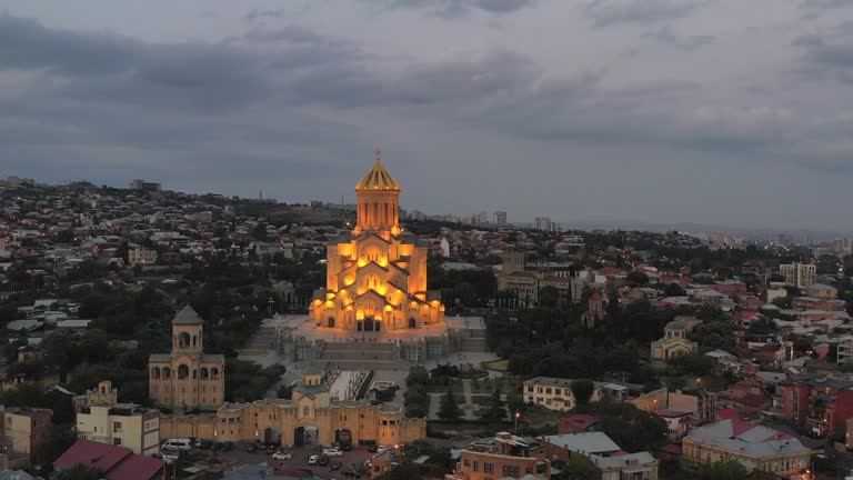 Tbilisi Sameba Holy Trinity Cathedral at night