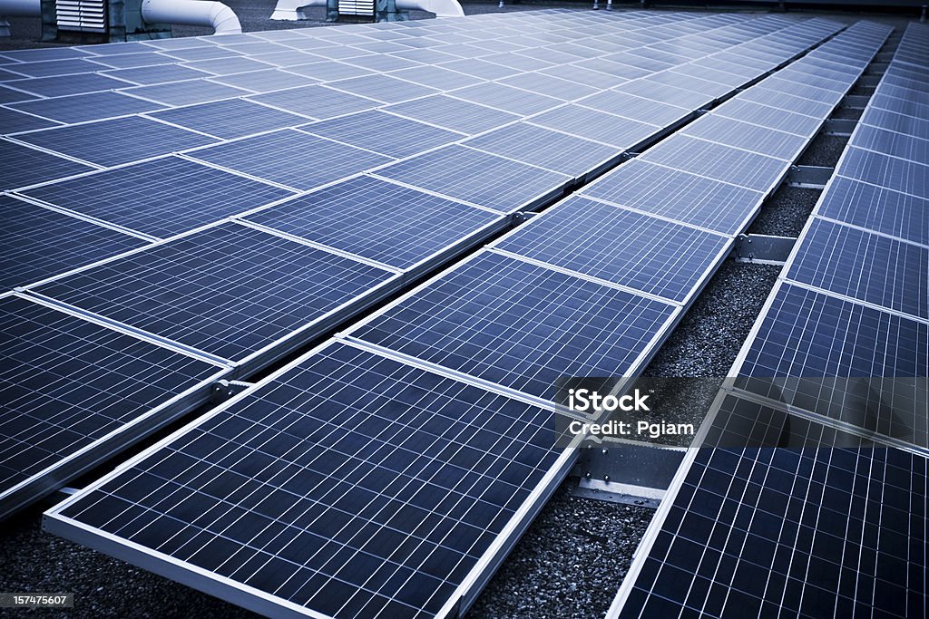 Solar panel on an industrial rooftop  Solar Panel Stock Photo