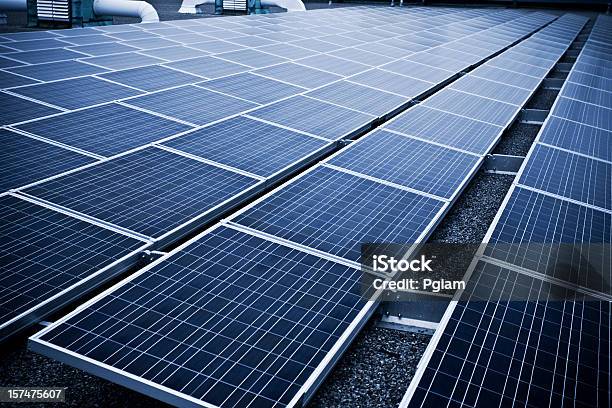 Solar Panel On An Industrial Rooftop Stock Photo - Download Image Now - Solar Panel, Rooftop, Three Dimensional