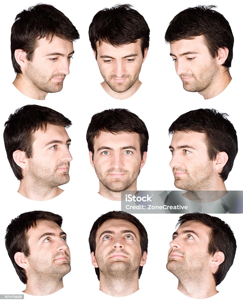 Cabelo Curto homem rosto coleção de vários pontos - Royalty-free Vista Lateral Foto de stock