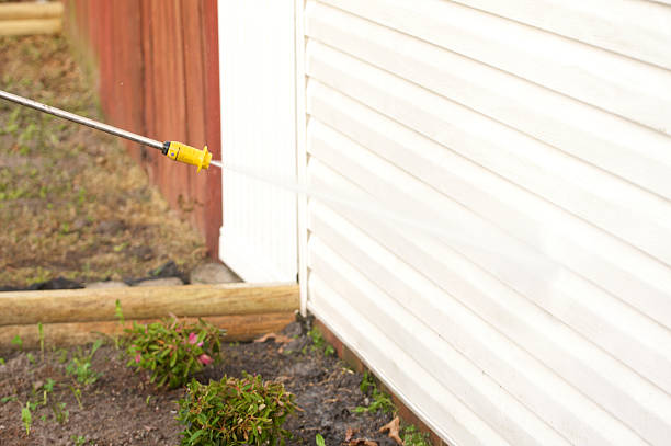 istock pressure washing a dirty house 157475786