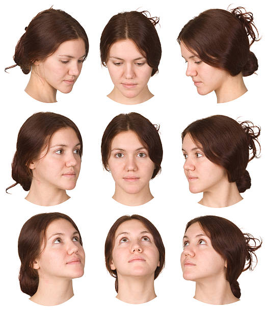 рыжие волосы девушка лицо коллекции различных видов - directly below looking women human head стоковые фото и изображения