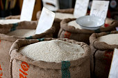 Thai rice for sale in a market.