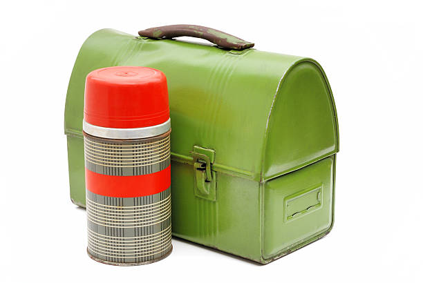 Vintage Lunch Box And Thermos Stock Photo - Download Image Now - Insulated  Drink Container, White Background, Lunch Box - iStock