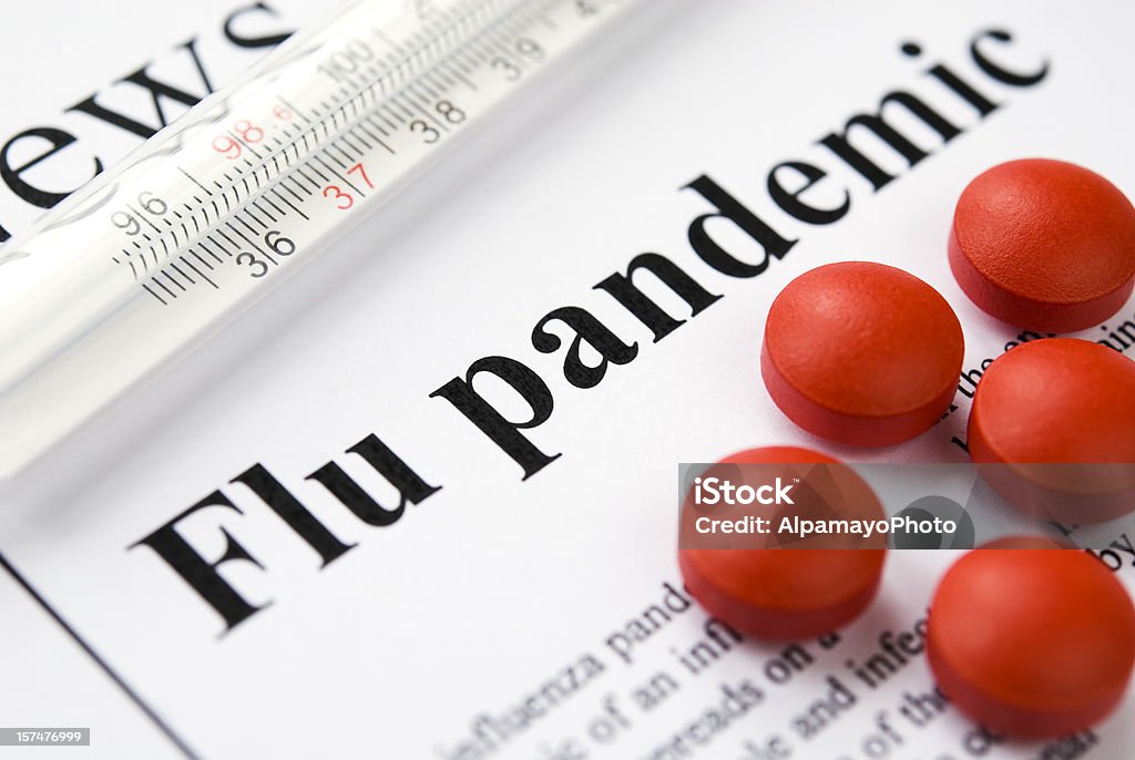 Influenza dell'Influenza A (H1N1)/pandemia titoli-VI - Foto stock royalty-free di Febbre russa