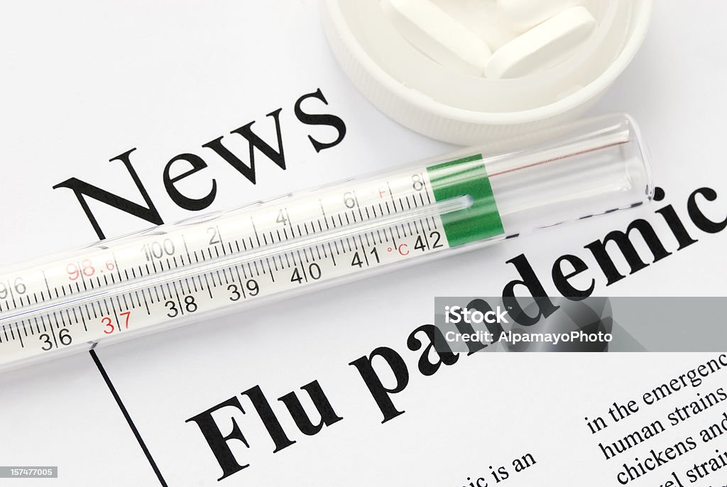 Gripe (gripe) pandemia manchetes-VIII - Foto de stock de Antibiotico royalty-free